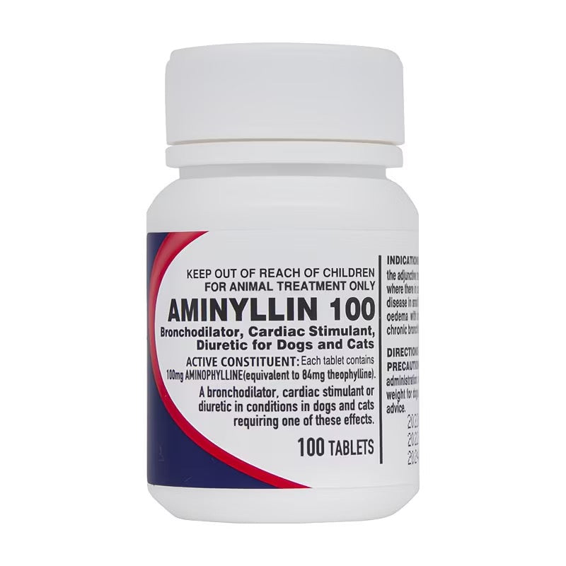 Hechong Aminyllin Tablets for Dogs & Cats — 50 mg / 100 mg, 100 Tablets