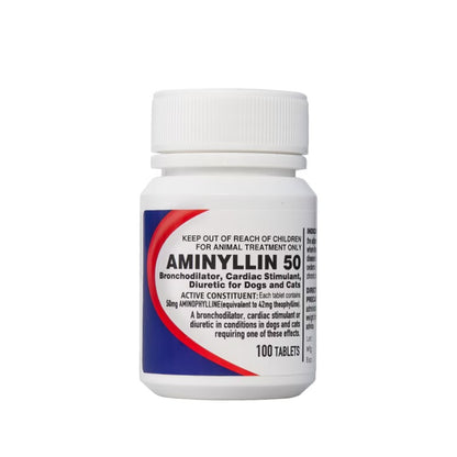 Hechong Aminyllin Tablets for Dogs & Cats — 50 mg / 100 mg, 100 Tablets